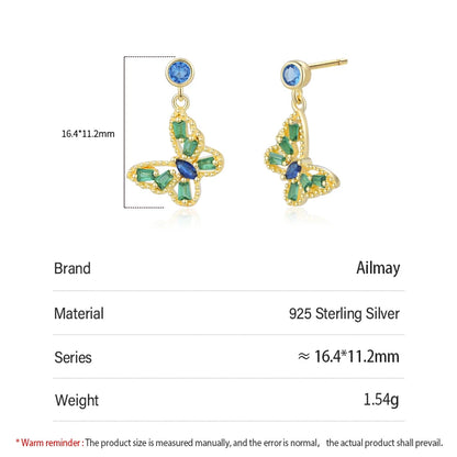 925 Sterling Silver Charm Butterfly Stud Earrings