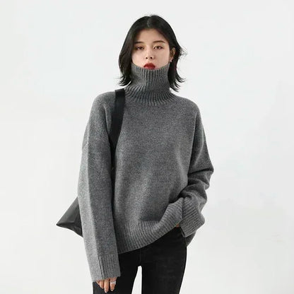 Loose Turtleneck Knit Sweater