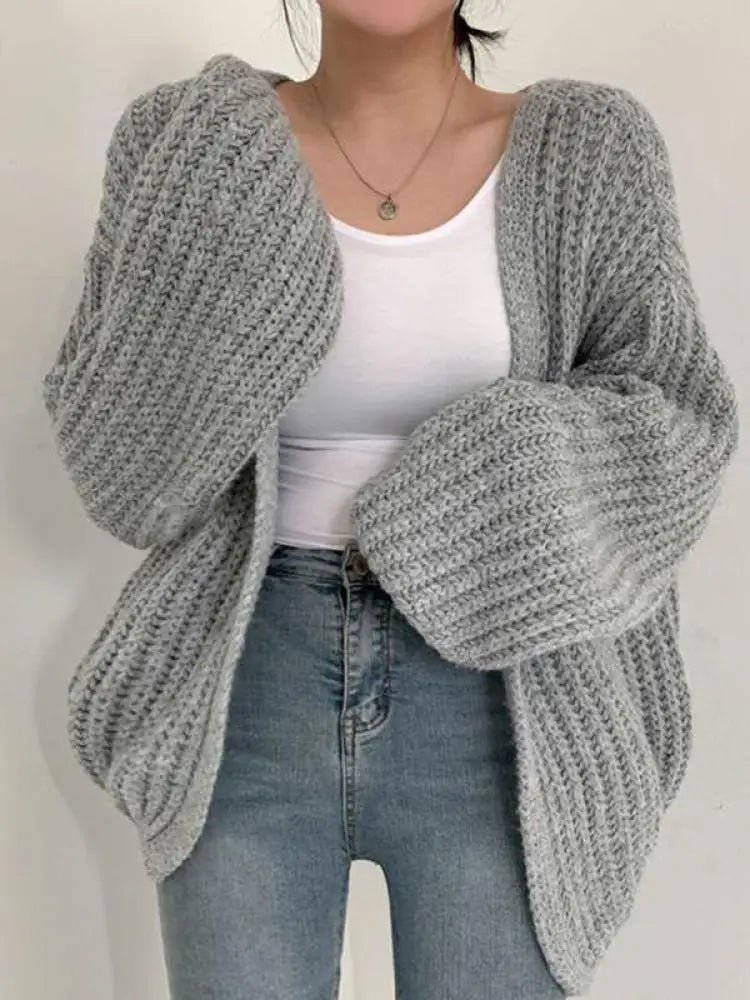 Vintage Puff Sleeve Knit Cardigan Sweater