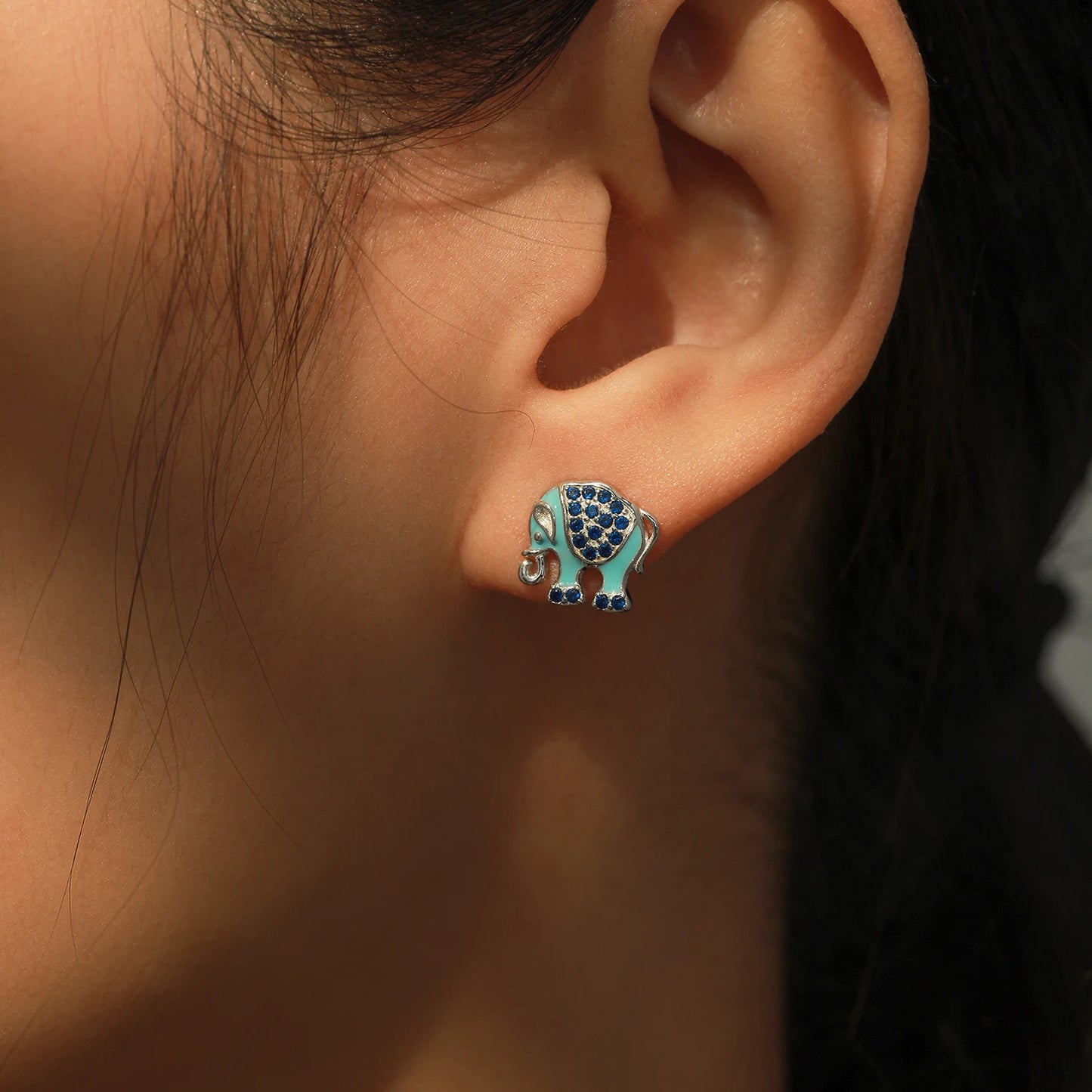 925 Sterling Silver Elegant Elephant Zirconia Earrings