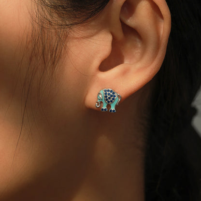 925 Sterling Silver Elegant Elephant Zirconia Earrings