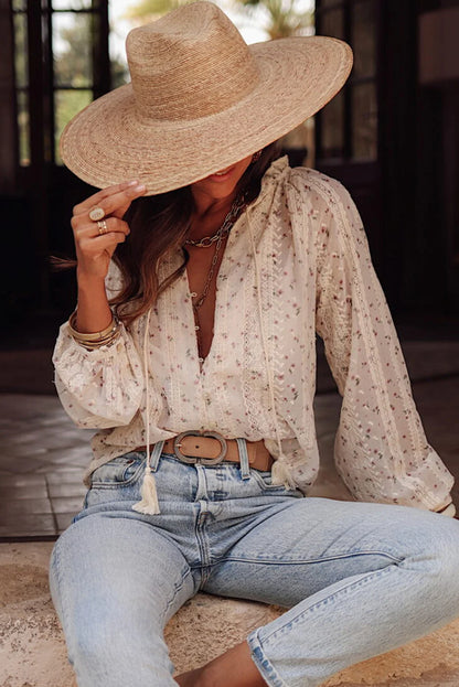 Lightweight Long Sleeve Bohemia  Lace Blouse