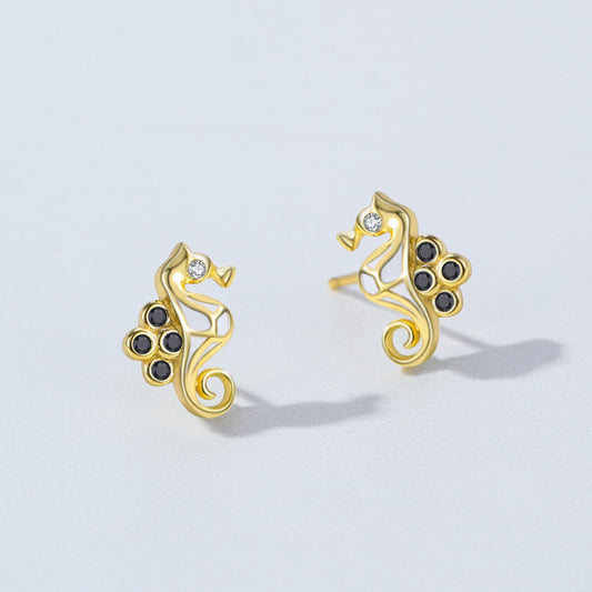 925 Sterling Silver Seahorse Shaped Earrings