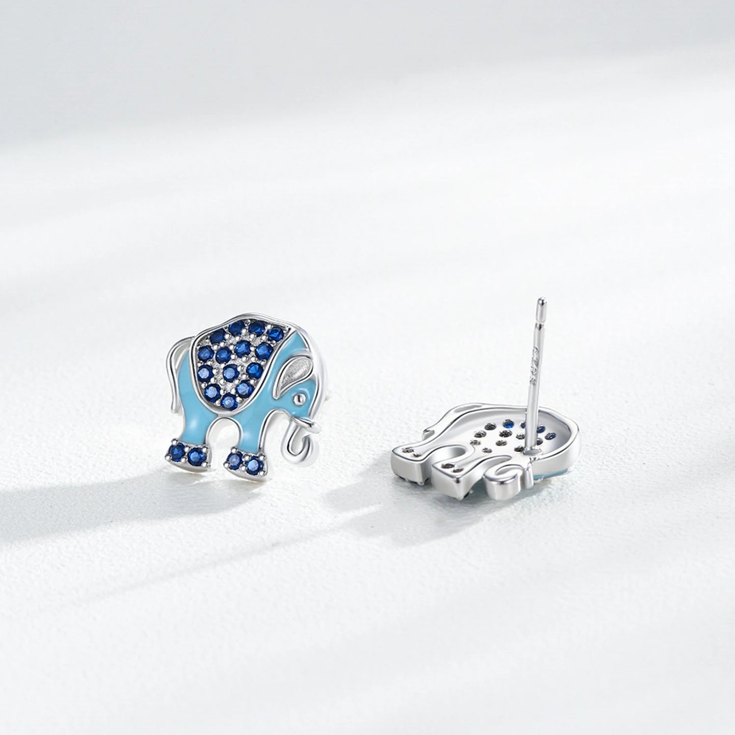 925 Sterling Silver Elegant Elephant Zirconia Earrings