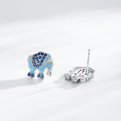 925 Sterling Silver Elegant Elephant Zirconia Earrings