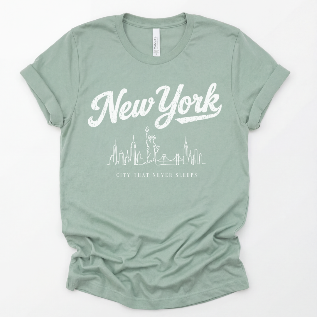 New York Skyline Doodle - Bella Canvas Super Soft Straight Cut T shirt