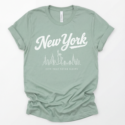 New York Skyline Doodle - Bella Canvas Super Soft Straight Cut T shirt