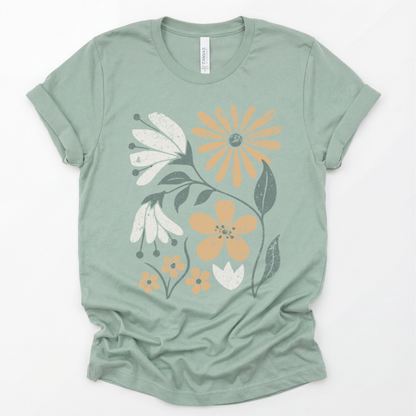 Vintage Distressed Field of Bloom Floral - Bella Canvas Super Soft T Shirt
