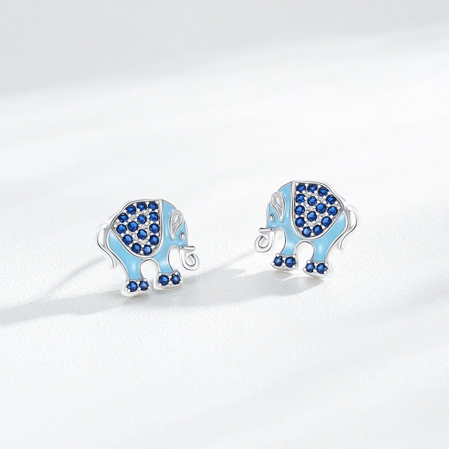 925 Sterling Silver Elegant Elephant Zirconia Earrings