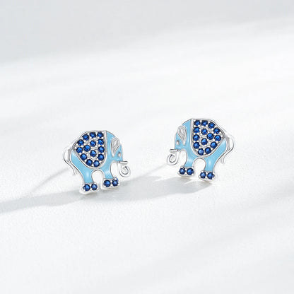 925 Sterling Silver Elegant Elephant Zirconia Earrings