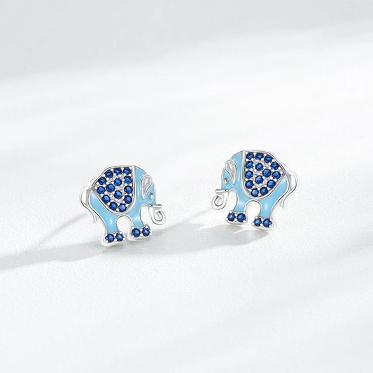 925 Sterling Silver Elegant Elephant Zirconia Earrings