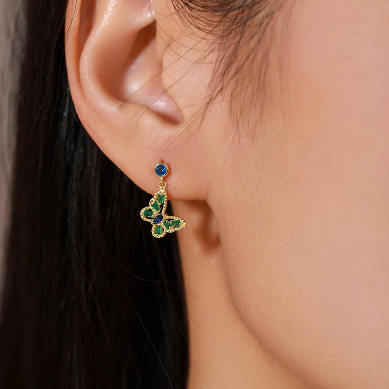 925 Sterling Silver Charm Butterfly Stud Earrings