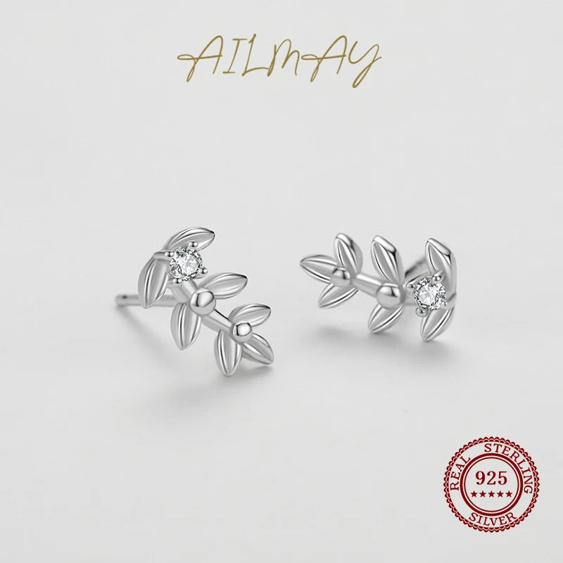 925 Sterling Silver Charm Tree Leaf Earrings