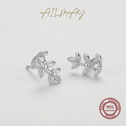 925 Sterling Silver Charm Tree Leaf Earrings