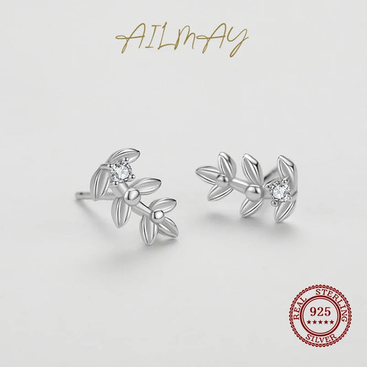 925 Sterling Silver Charm Tree Leaf Earrings