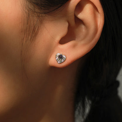 925 Sterling Silver Elegant Heart Enamel Earrings