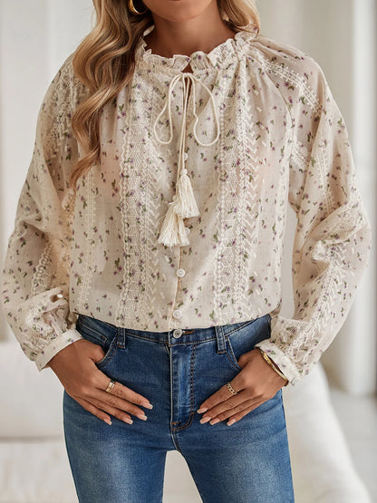 Lightweight Long Sleeve Bohemia  Lace Blouse