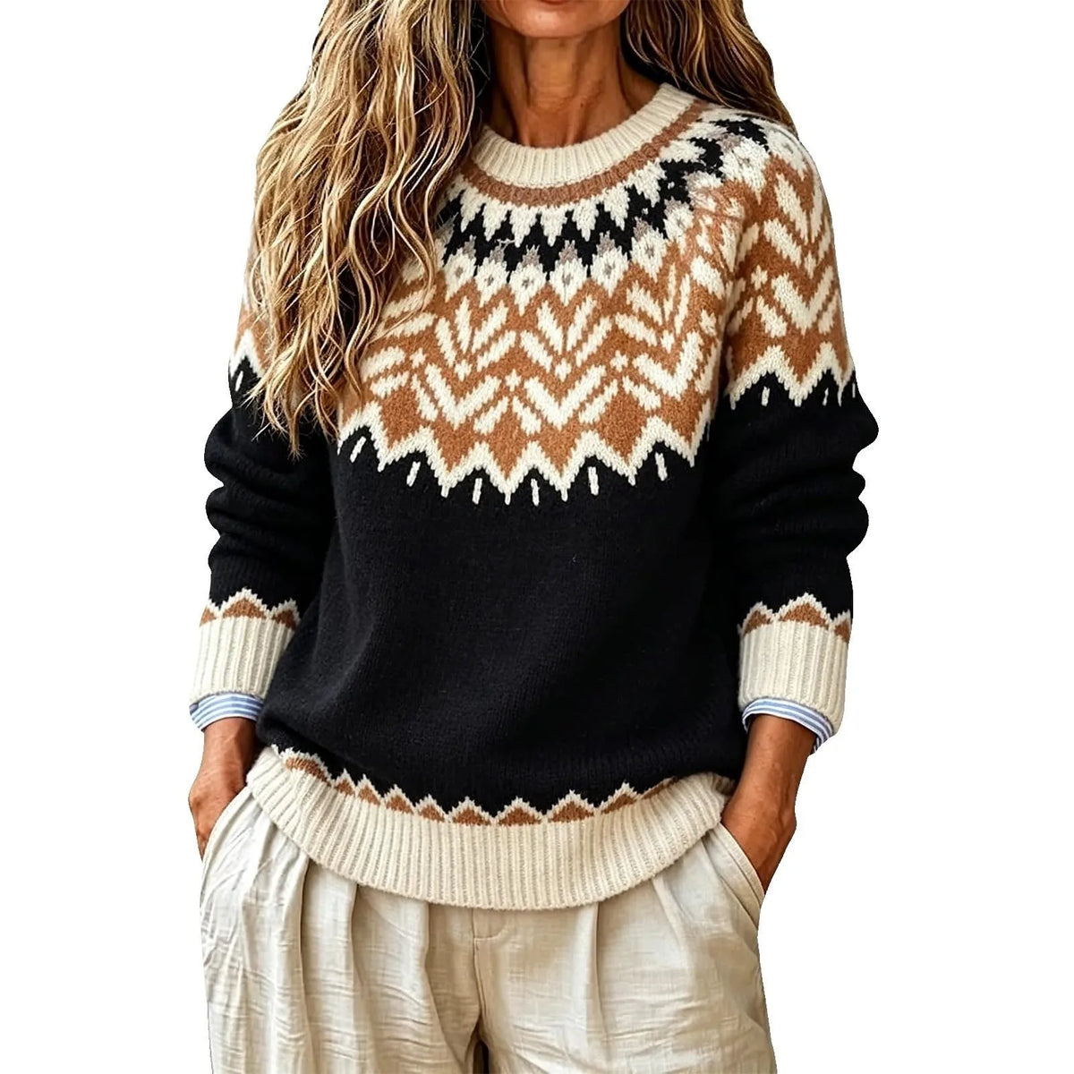 Thick Knitted Jacquard Sweater