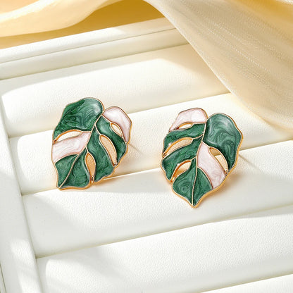 Monstera Leaf Stud Earrings