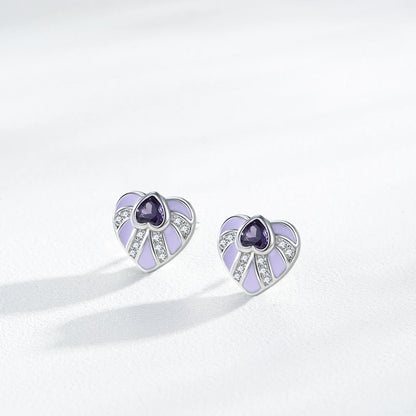 925 Sterling Silver Elegant Heart Enamel Earrings