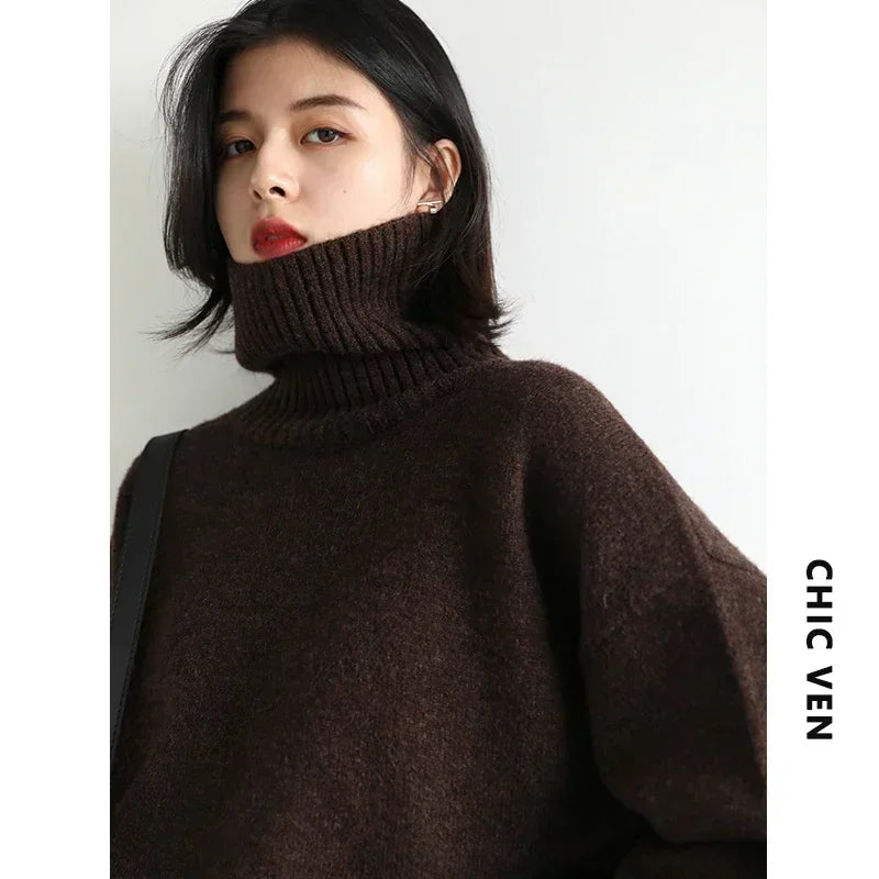 Loose Turtleneck Knit Sweater