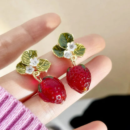 Strawberry Flower Drop Earrings