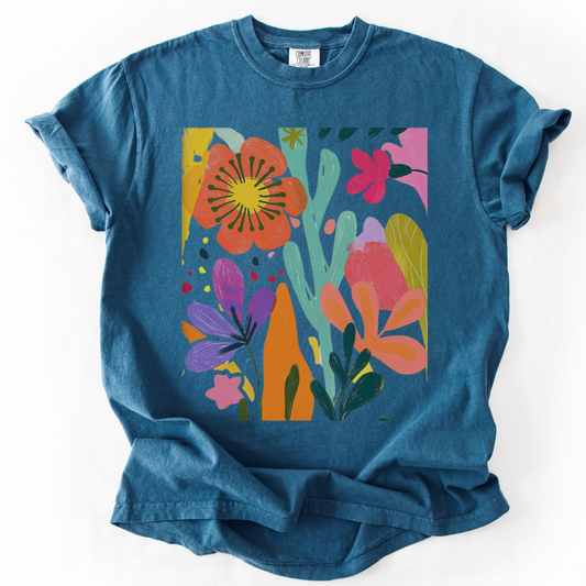 Modern Art Flower Print  - Comfort Colors Relaxed Fit Premium T Shirt