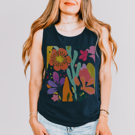 Modern Art Flower Print - Comfort Colors Premium Tank Top