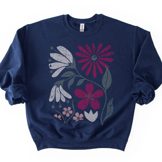 Vintage Distressed Field Of Bloom -  Gildan Crewneck Sweatshirt