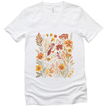 Autumn Floral - Short Sleeve V-Neck Tee