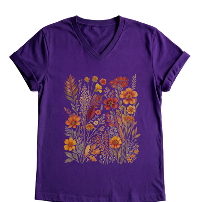 Autumn Floral - Short Sleeve V-Neck Tee