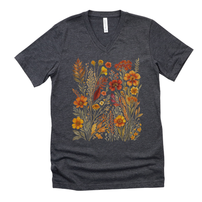 Autumn Floral - Short Sleeve V-Neck Tee