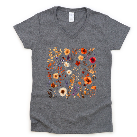 Autumn Boho Floral— Women's Cut Wide V Veck