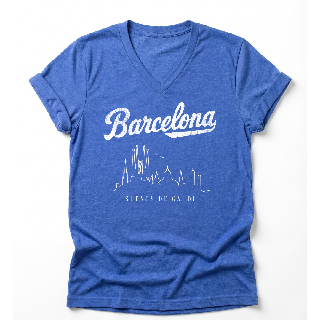Barcelona- Short Sleeve V-Neck Tee