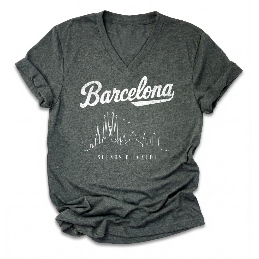 Barcelona- Short Sleeve V-Neck Tee