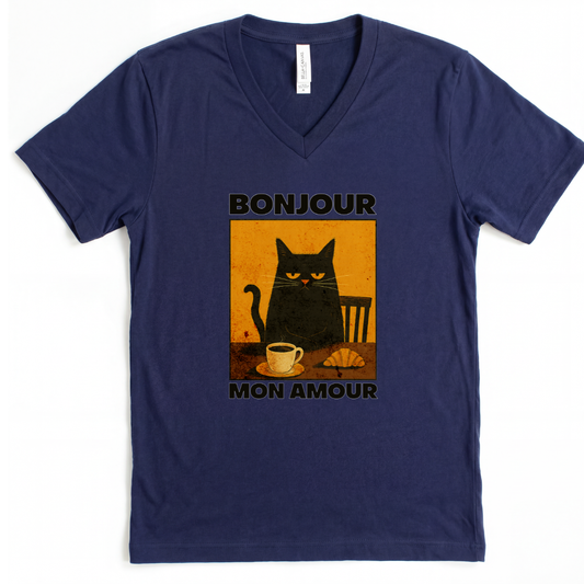 Bonjour Mon Amour - Short Sleeve V-Neck Tee