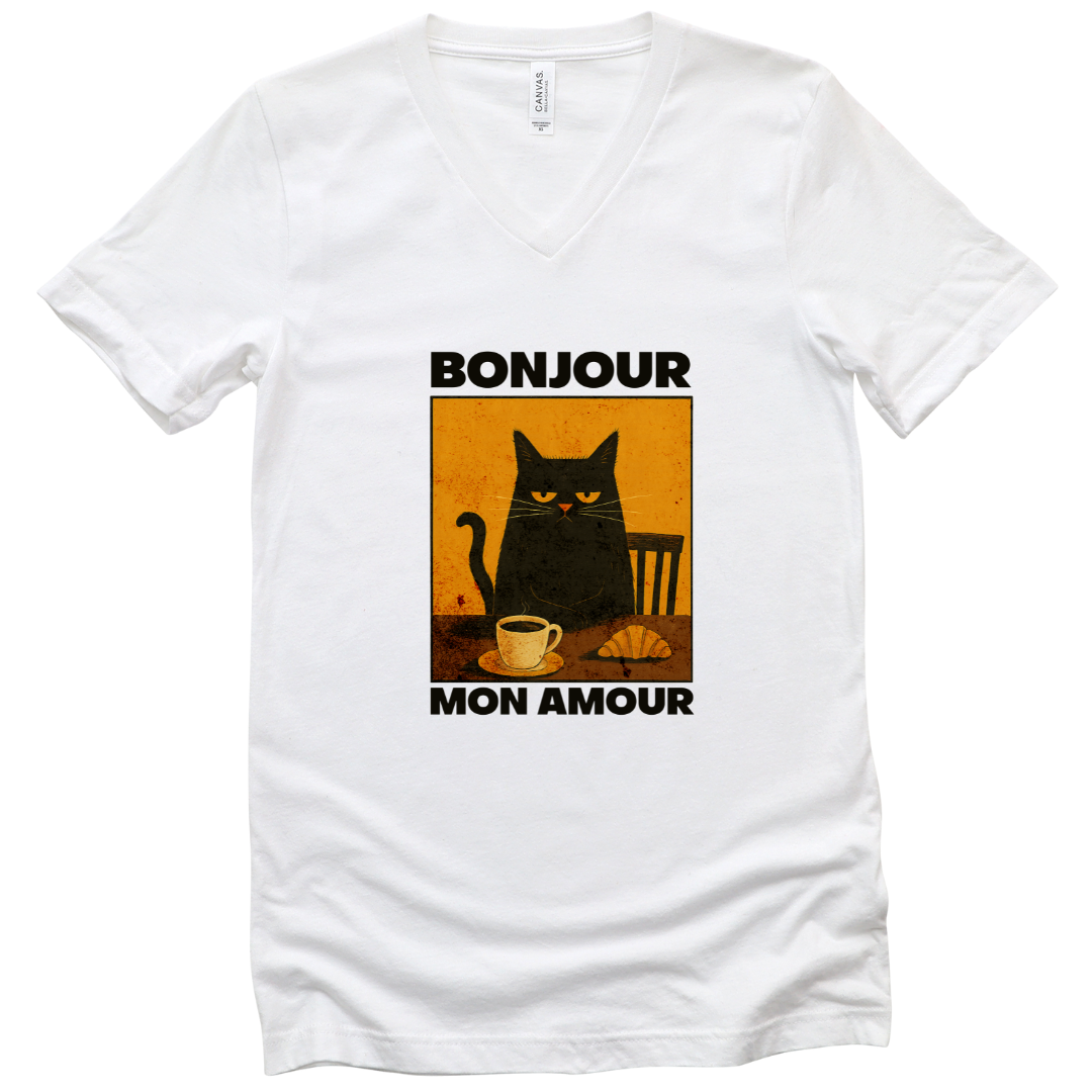 Bonjour Mon Amour - Short Sleeve V-Neck Tee