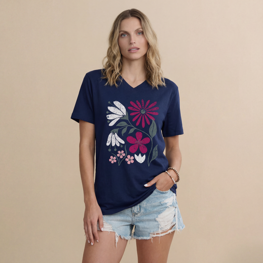 Field of Bloom - Short Sleeve V-Neck Tee