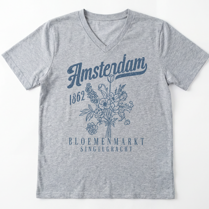 Amsterdam Flower Market - Short Sleeve V-Neck Tee