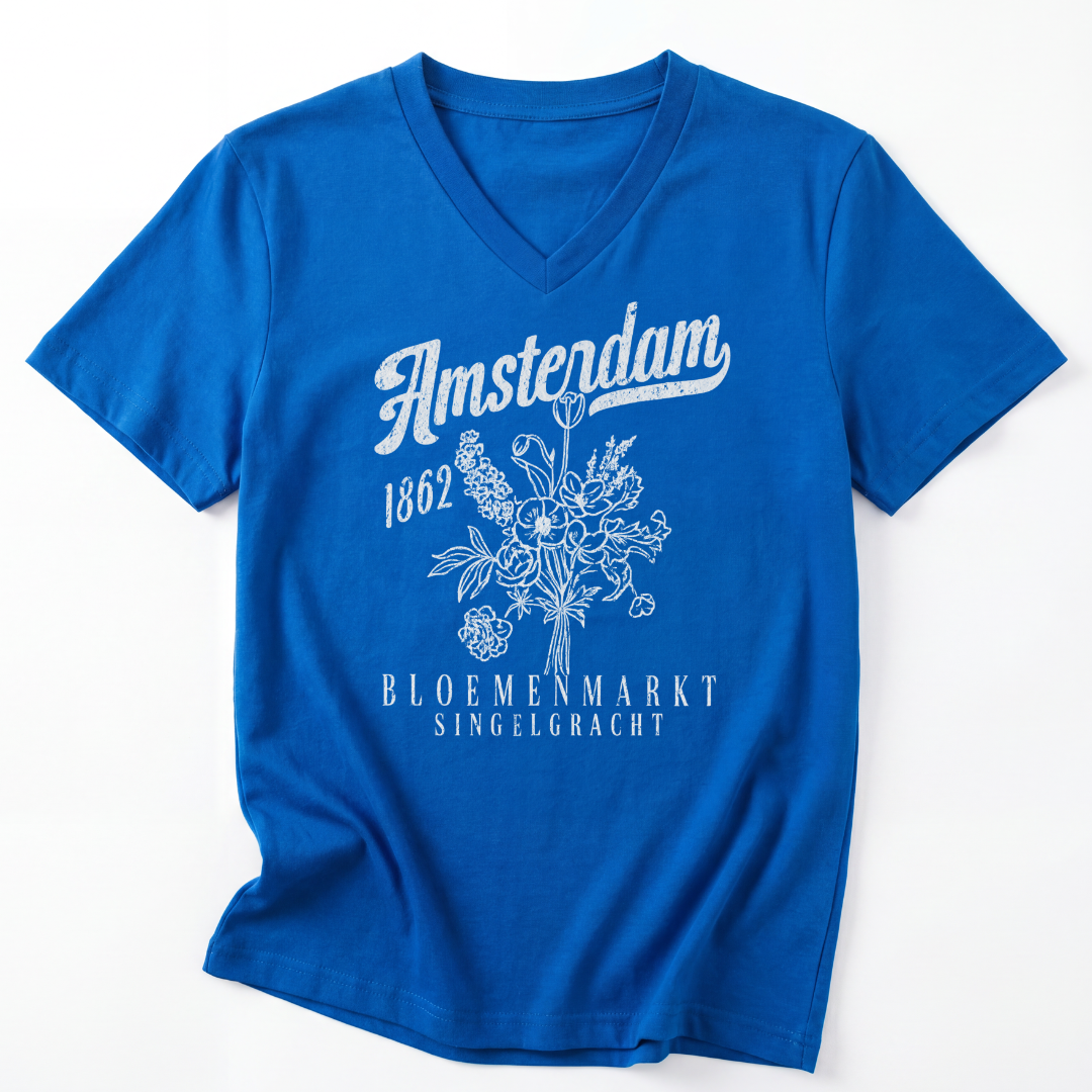 Amsterdam Flower Market - Short Sleeve V-Neck Tee