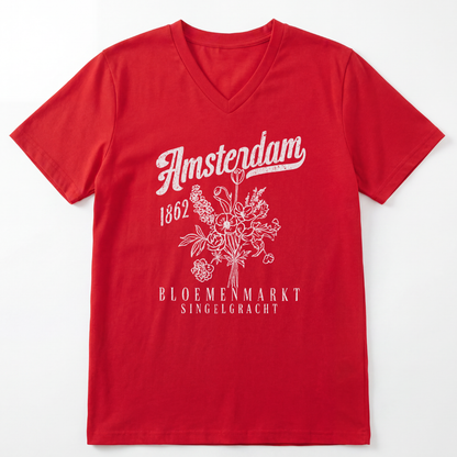 Amsterdam Flower Market - Short Sleeve V-Neck Tee