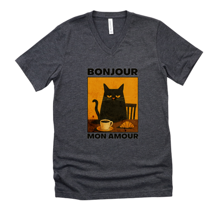 Bonjour Mon Amour - Short Sleeve V-Neck Tee