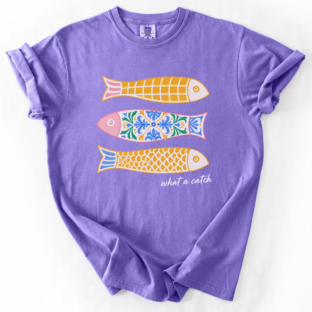 What A Catch - Relaxed Fit Vintage Wash T Shirt