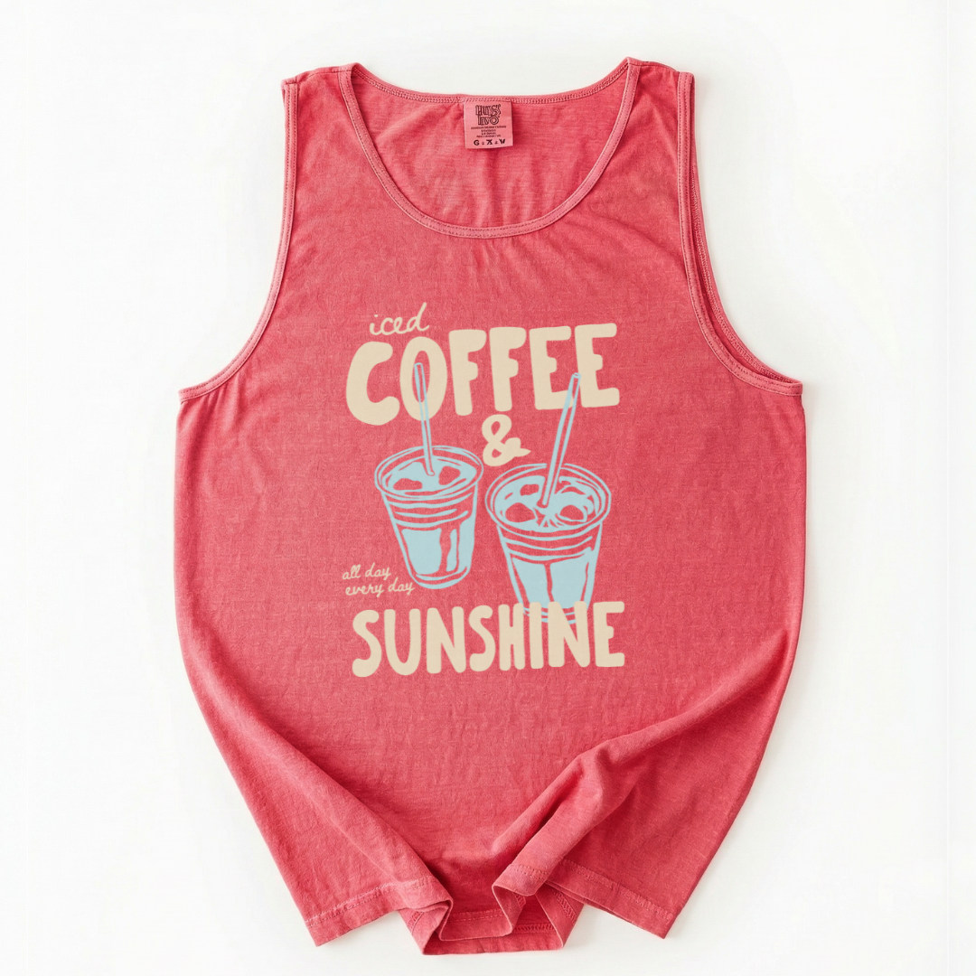 Iced Coffee & Sunshine- Comfort Colors Premium Tank Top