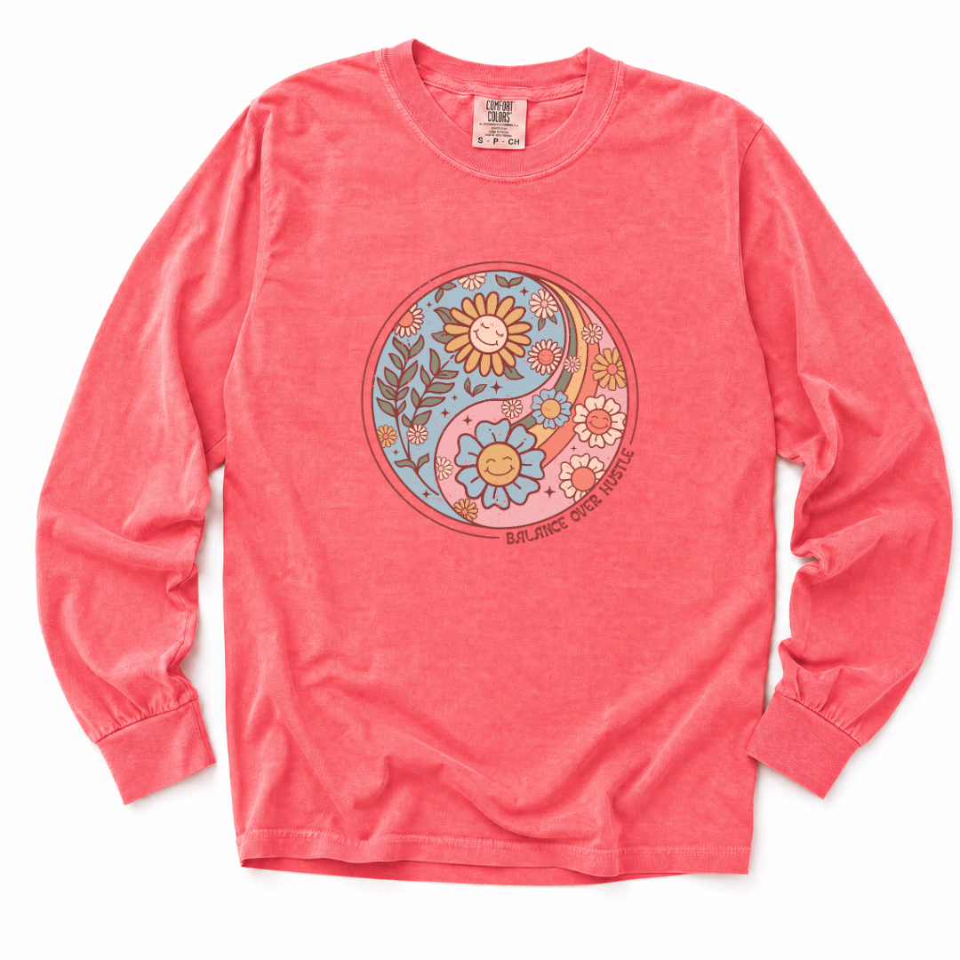 Flowers and Yang - Comfort Colors Long Sleeve Premium T Shirt