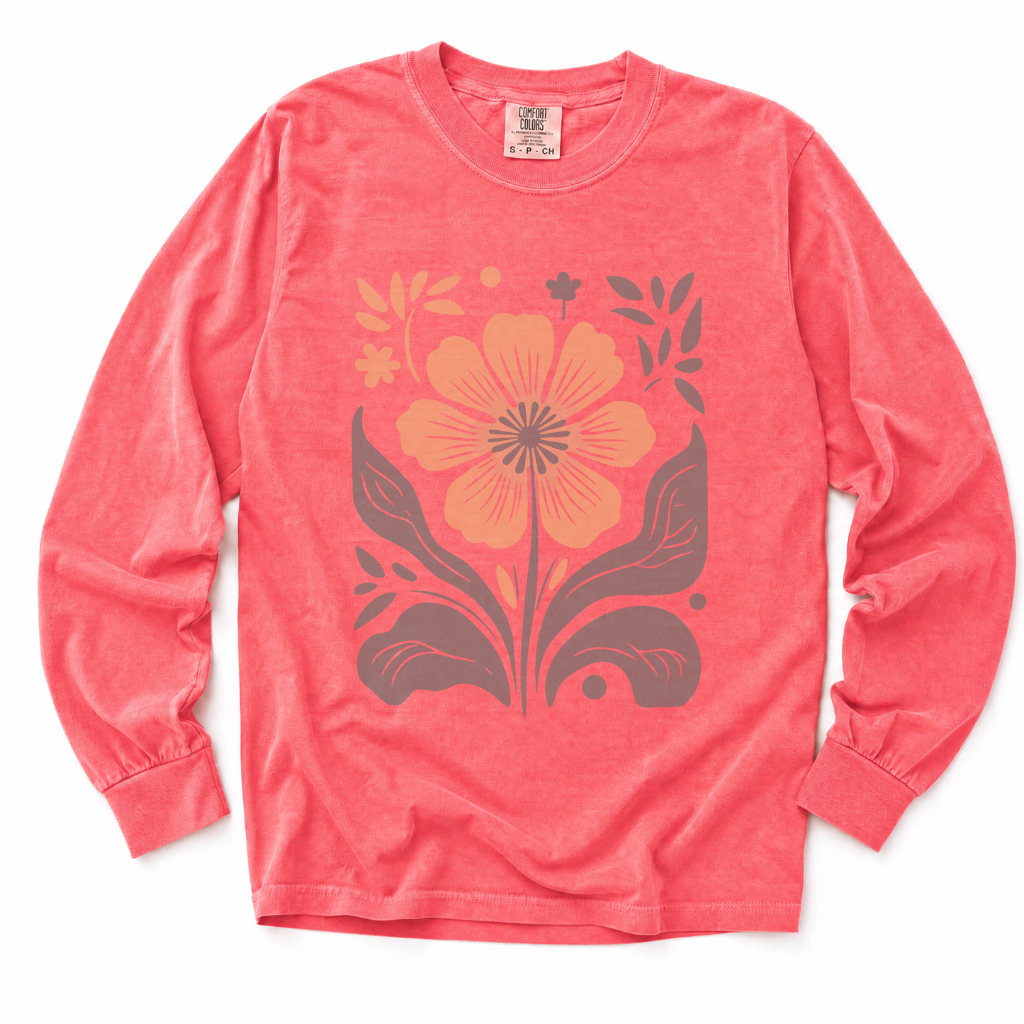 Retro Floral - Comfort Colors Long Sleeve Premium T Shirt