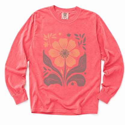 Retro Floral - Comfort Colors Long Sleeve Premium T Shirt