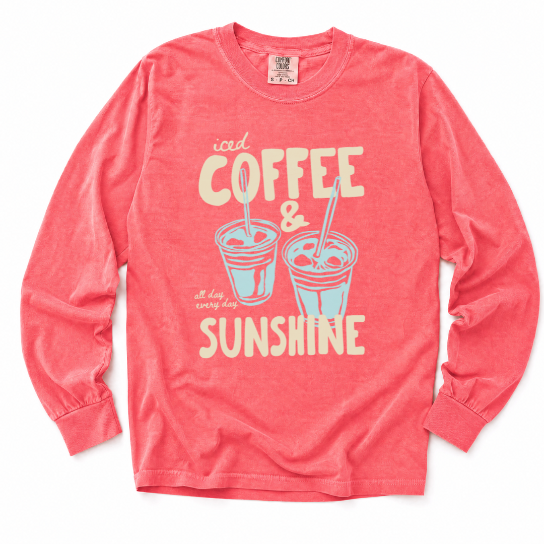 Iced Coffee & Sunshine - Comfort Colors Long Sleeve Premium T Shirt