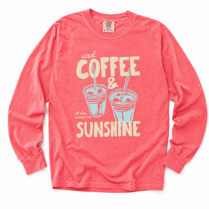 Iced Coffee & Sunshine - Comfort Colors Long Sleeve Premium T Shirt