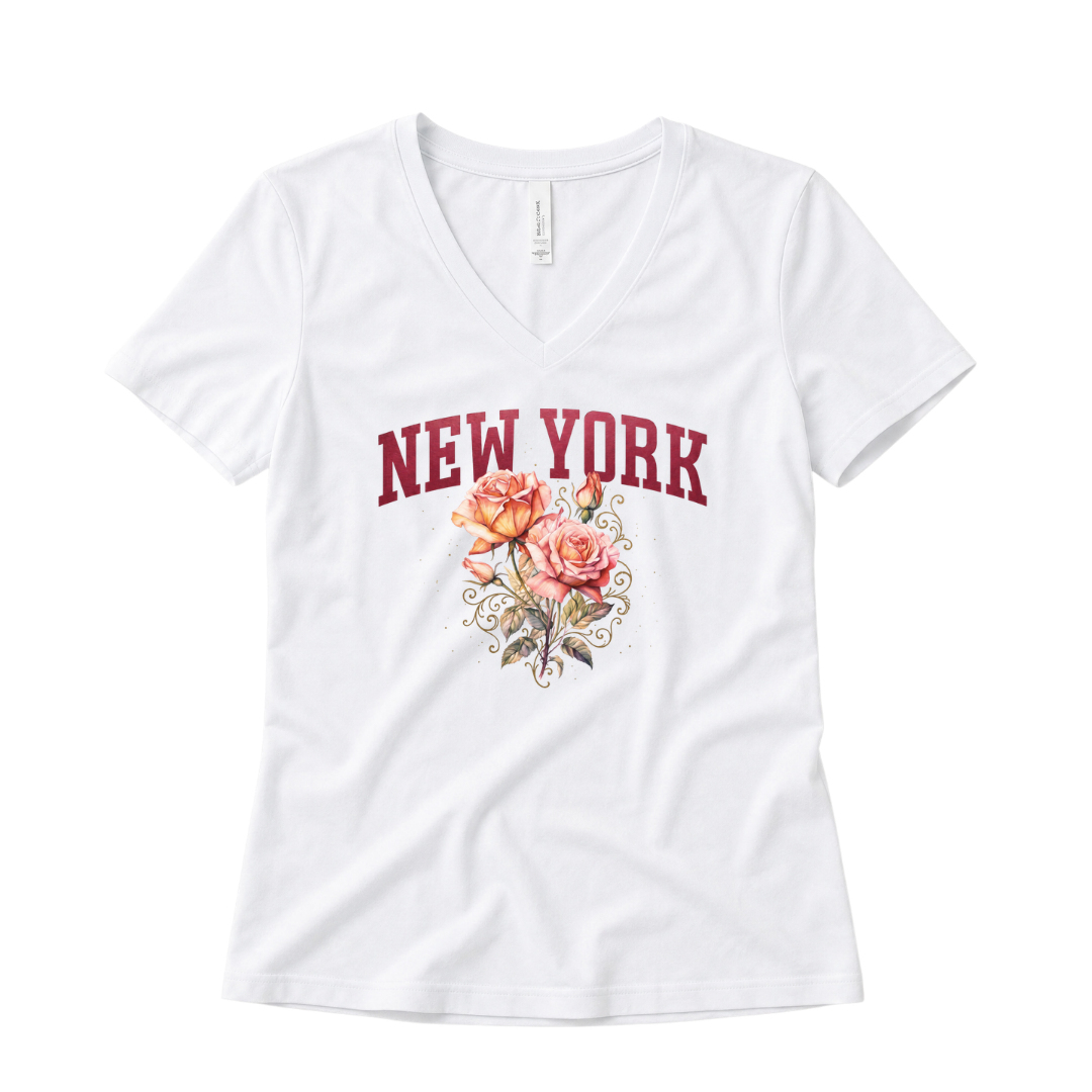 New York Floral - Super Soft V Neck